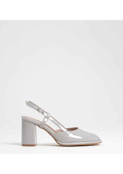 Modaserdem Denma Gri Rugan Kadın Topuklu Ayakkabı