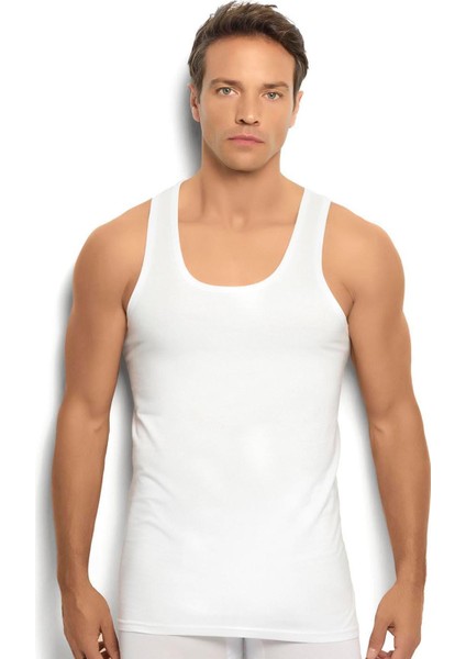 106 1 Adet Erkek Pamuklu Arkası Çapraz Rambo Beyaz Atlet