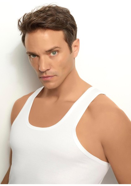 106 1 Adet Erkek Pamuklu Arkası Çapraz Rambo Beyaz Atlet modelleri