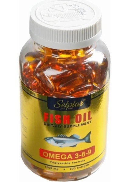 Omega 3-6-9 Balık Yağı Hodan Yağı Keten Tohumu Yağı İçeren Takviye Edici Gıda Desteği 1000 mg 200 Softgels Kapsül