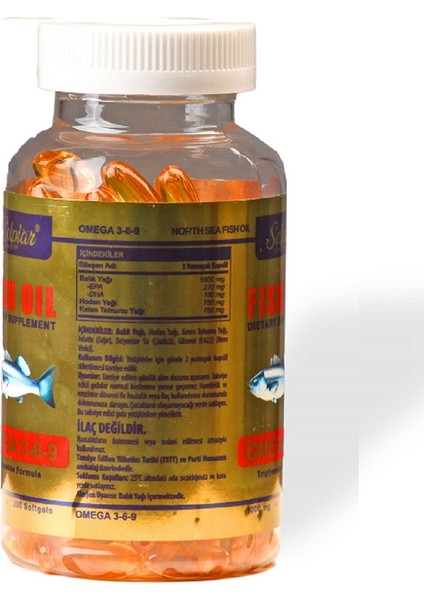 Omega 3-6-9 Balık Yağı Hodan Yağı Keten Tohumu Yağı İçeren Takviye Edici Gıda Desteği 1000 mg 200 Softgels Kapsül indirimleri