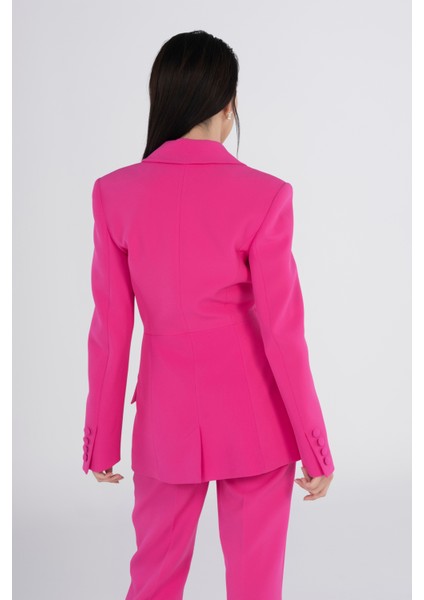 Blazer Fuşya Krep Ceket - Şık Ofis Kombinlerinin Vazgeçilmez Kadın Blazer Modeli fırsatları