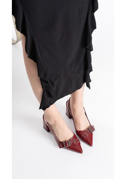 Modaserdem Keira Bordo Rugan Kadın Topuklu Ayakkabı indirimleri