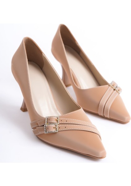 Modaserdem Maya Kadın Nude Saten Topuklu Ayakkabı fırsatları