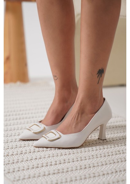 Modaserdem Emery Kadın Beyaz Topuklu Ayakkabı