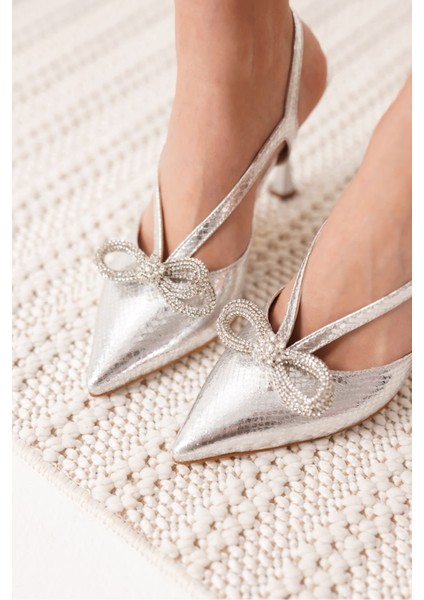 Modaserdem Wines Kadın Gümüş Topuklu Ayakkabı fırsatları