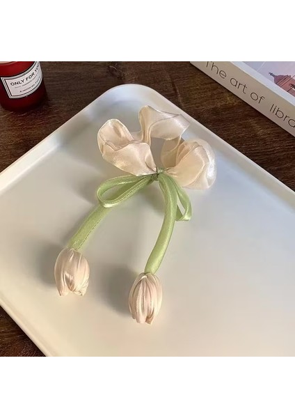Lale Figürlü Parlak Saten Kumaş Simit Lastik Toka(1 Adet) fırsatları