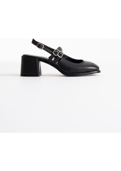 Modaserdem Faye Siyah Cilt Kadın Topuklu Ayakkabı