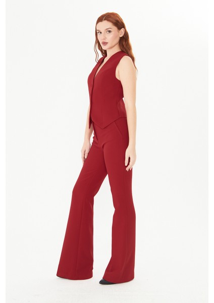 Bordo Slim Fit Düğmeli Yelek – Kadın Takım Yeleği Ofis Şıklığı Için Modern Kesim Klasik Yelek fiyatları