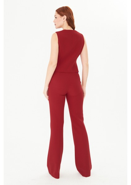 Bordo Slim Fit Düğmeli Yelek – Kadın Takım Yeleği Ofis Şıklığı Için Modern Kesim Klasik Yelek modelleri