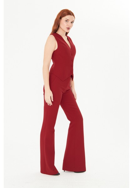 Bordo Slim Fit Düğmeli Yelek – Kadın Takım Yeleği Ofis Şıklığı Için Modern Kesim Klasik Yelek fırsatları