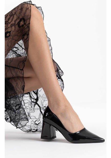 Modaserdem Valeria Siyah Rugan Kadın Topuklu Ayakkabı indirimleri