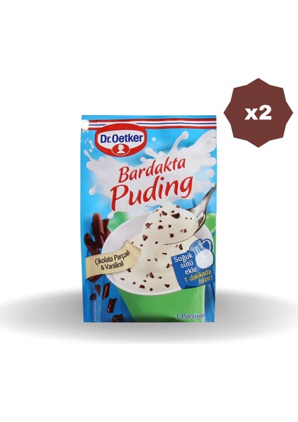 Çikolata Parçalı & Vanilinli Bardak Puding - (2 Adet)