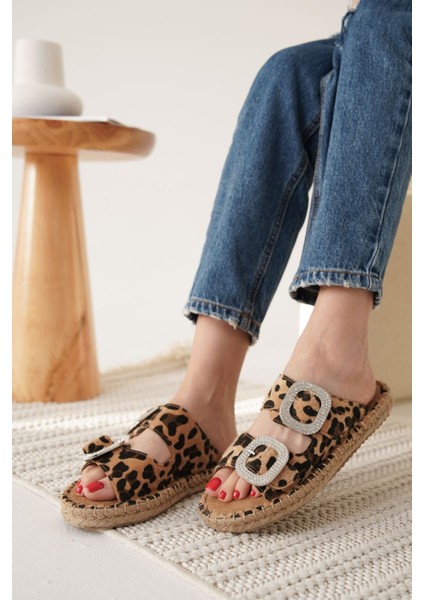 Modaserdem Tyna Süet Leopar Taşlı Kadın Terlik indirimleri