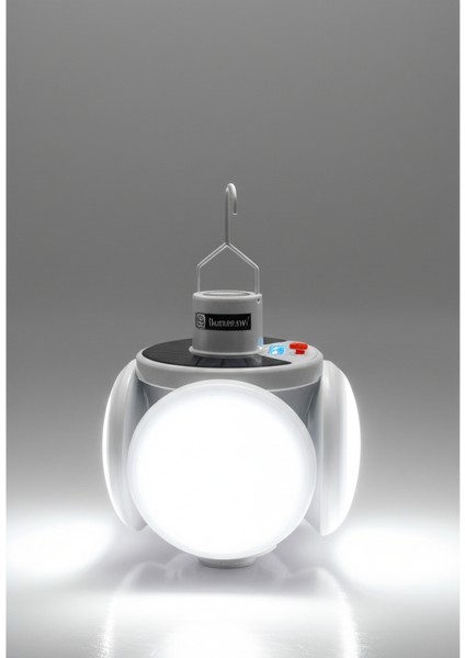 5 Kanatlı Solar Pratik Lamba USB ve Güneş Enerjili 5 Işık Modu 45 LED