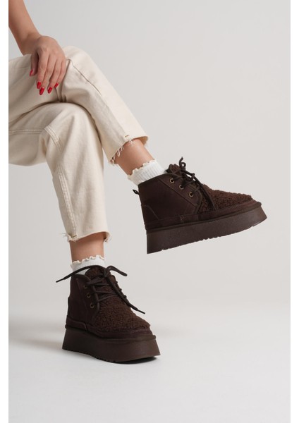 Modaserdem Loana Kadın Kürklü Acı Kahve Kışlık Kalın Tabanlı Bot fırsatları