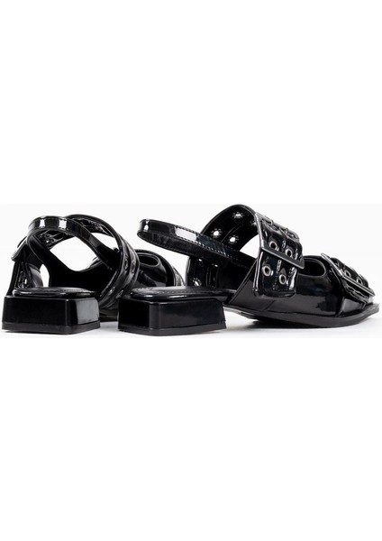 Modaserdem Pony Siyah Rugan Kemer Detaylı Kadın Topuklu Ayakkabı fırsatları