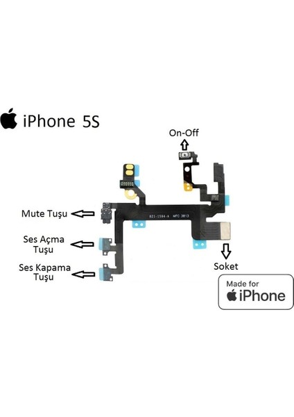 Iphone 5s Yan Ses On-Off Filmi Flex