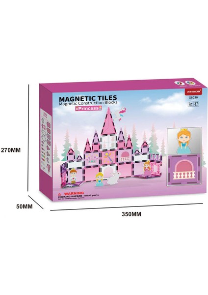 Manyetik Tiles Prenses Şatosu 37 Parça Manyetik Yapı Magnetic Bloklar