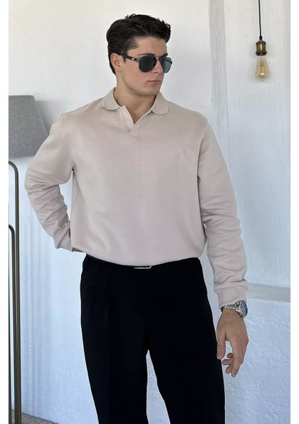 Erkek Gömlek Yaka Sweatshirt P-00018556