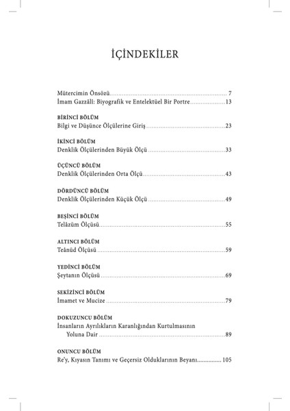 Düşünmenin Doğru Ölçüsü - İmam Gazali modelleri