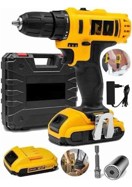 Msa-Shop Metal Şanzıman Çift Akülü Bakır Sargı 24 Parça LED Aydınlatmalı Matkap Seti modelleri