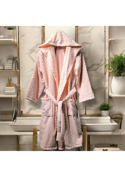 Bornoz Desenli Kumaş Kapüşonlu %100 Pamuk