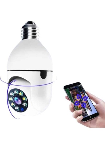 Msa-Shop Wifi Güvenlik Kamerası 360 Derece Dönebilen Harekete Duyarlı Gece Görüşlü Ampul indirimleri