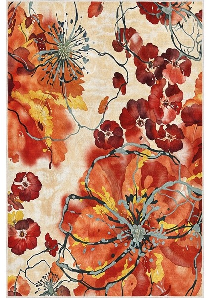 Renklerin Dansı Modern Mekânlara Çiçekli Halı Dokunuşu Kayman Taban Halı fırsatları