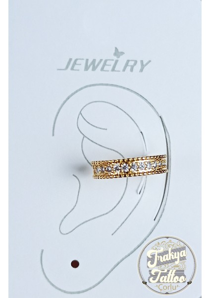 Altın Renk Zirkon Taşlı Sıkıştırmalı Halka Kıkırdak Küpe Earcuff fiyatları