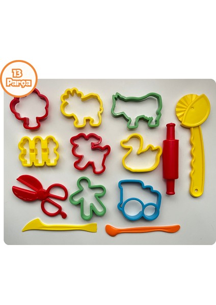 13 Parça Çiftlik Hayvanları Doğal Oyun Hamuru Seti -3X150GR Doğal Oyun Hamuru -Sarı,turuncu,pembe fiyatları