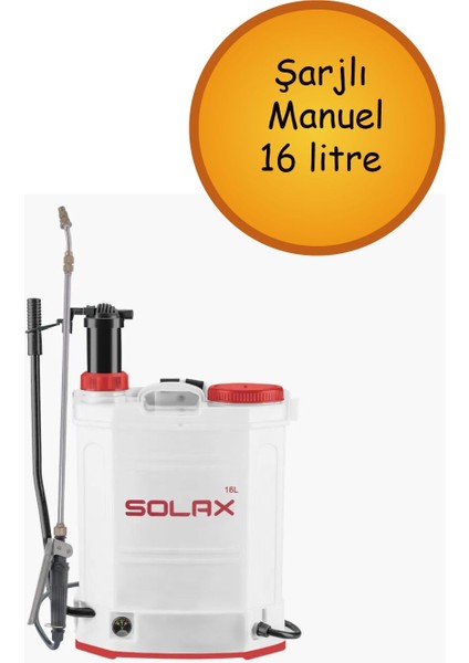 CF-16C 16 Lt Şarjlı-Manuel Ilaçlama Pompası Akülü Sırt Pompası.
