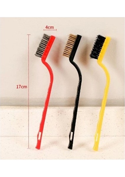 3 Parça Tel Fırça Bakır Plastik Demir Fırça Detaylı Temizlik Seti Çok Amaçlı Ocak Temizleme modelleri