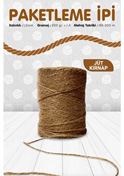 Tuğset Jüt İp Doğal Hasır Süsleme ve Paketleme İpi 200 gr 1,5 mm Kalınlıkta fiyatları
