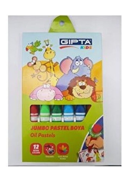 Jumbo Pastel Boya Yıkanabilir 12 Renk 14 mm 12'li Eğlenceli Çizim İçin fiyatları