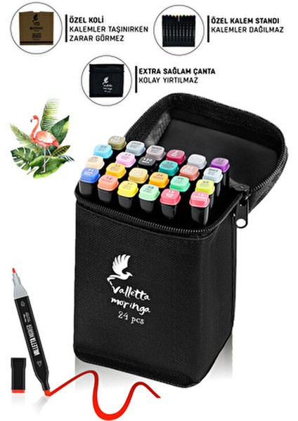 Moringa 24 Adet Çift Taraflı Art Marker Kalem Seti 36 Renk Seçeneğiyle indirimleri