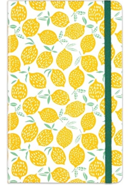Lastikli Çizgili Defter 2'li 13 x 21 cm Sarı Limon Desenli ve Yeşil Kareli