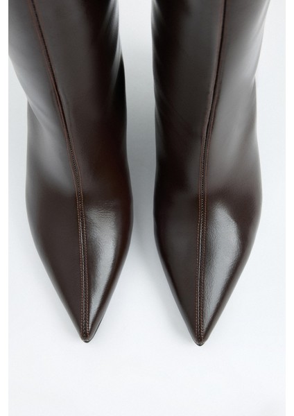 Çizme 2517 - Sivri Burun Dolgu Topuk Acı Kahve Kadın Çizme fiyatları