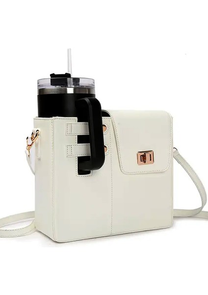Deri Su Şişesi ve Termos Kahve Bardağı Çantası Su Bardağı Tutucu Çok Amaçlı Taşıma Çantası