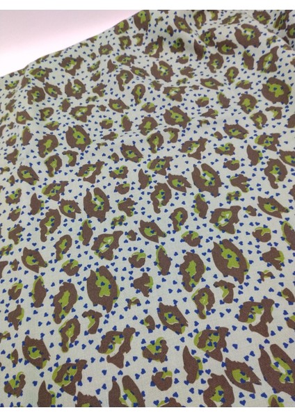 Mint Yeşili Leopar Desenli Pamuk‑viskon Kumaş – Hafif ve Yumuşak Doku | 150 cm x 100 cm – ELNV51 indirimleri