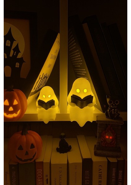 Kitap Okuyan Hayalet Figürü Pilli Mum Ile Kullanım Masaüstü Obje Dekoratif Figür Halloween Dekoru fiyatları