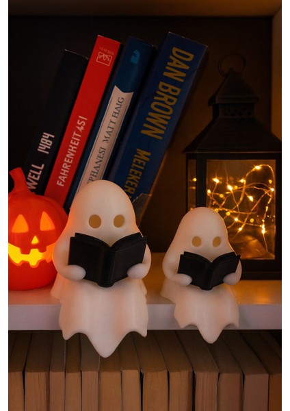 Kitap Okuyan Hayalet Figürü Pilli Mum Ile Kullanım Masaüstü Obje Dekoratif Figür Halloween Dekoru fırsatları