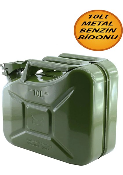 Bro Metal Benzin Bidonu 10 Litre Akaryakıt Mazot Taşıma Doldurma Depolama Bidonu Dayanıklı Bidon.