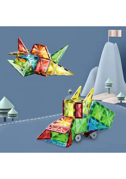 Manyetik Tiles Renkli 45 Parça Manyetik Yapı Magnetic Bloklar fiyatları