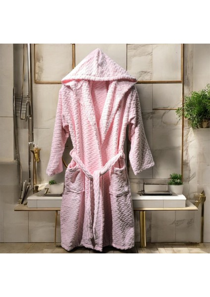 Bornoz Desenli Kumaş Kapüşonlu %100 Pamuk