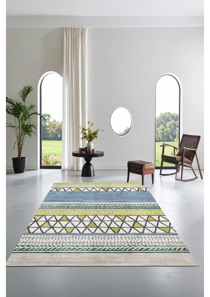 Desenlerin Dansı Geometrik Renkli Modern Renkli Kaymaz Taban Halı modelleri