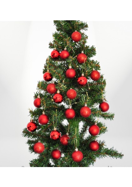 Yılbaşı Ağaç Süsü 72 Parça Süsleme Seti Kırmızı Renk