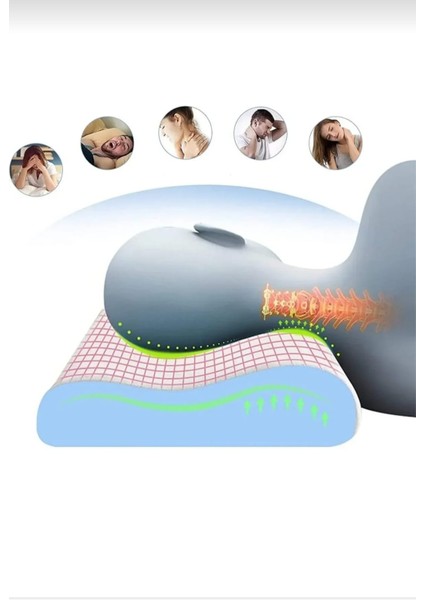 Ortopedik Visco Boyun Destekli Yastık Boyun Fıtığı Boyun Düzleşmesi ve Boyun Ağrısı 60X40X12-8CM modelleri