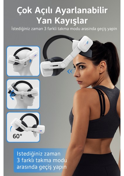 C2 Pro Meta Quest 3 ve 3s Sanal Gerçeklik Gözlüğü Uyumlu Rgb Şarjlı Head strap başlık fiyatları