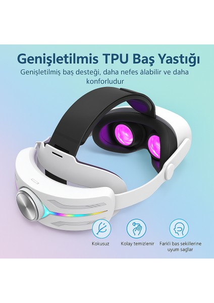 C2 Pro Meta Quest 3 ve 3s Sanal Gerçeklik Gözlüğü Uyumlu Rgb Şarjlı Head strap başlık indirimleri